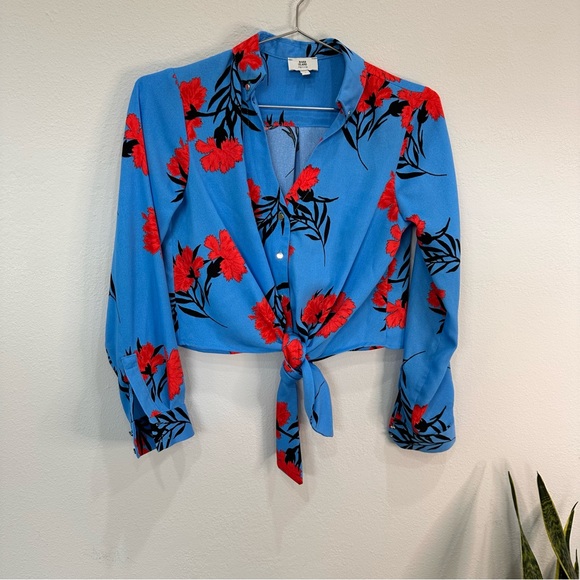 ASOS River Island Petite Tie Front Cropped Top Size 4 - Picture 3 of 10